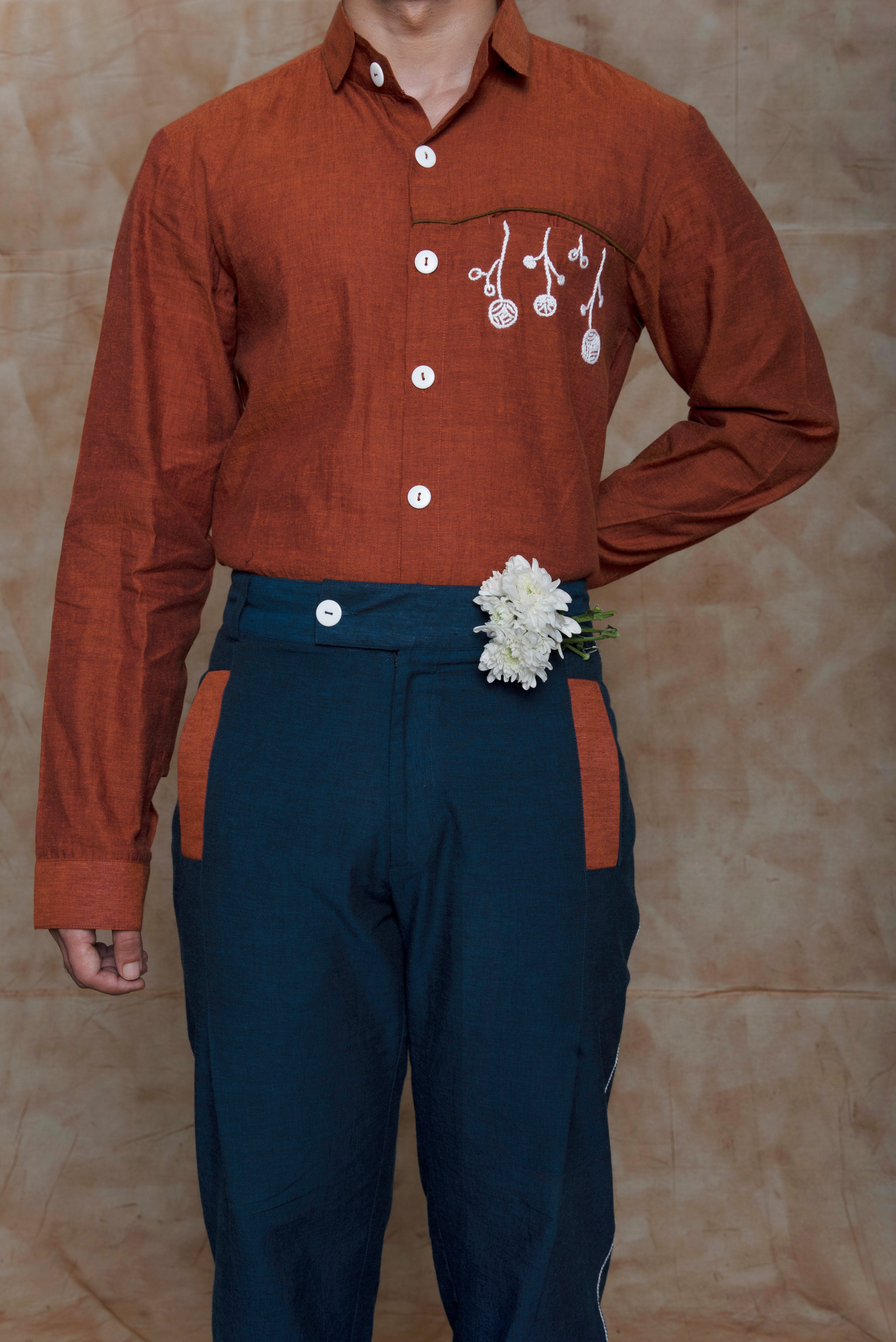 Anushe Pirani Mens Extended Knife Pleat Pants