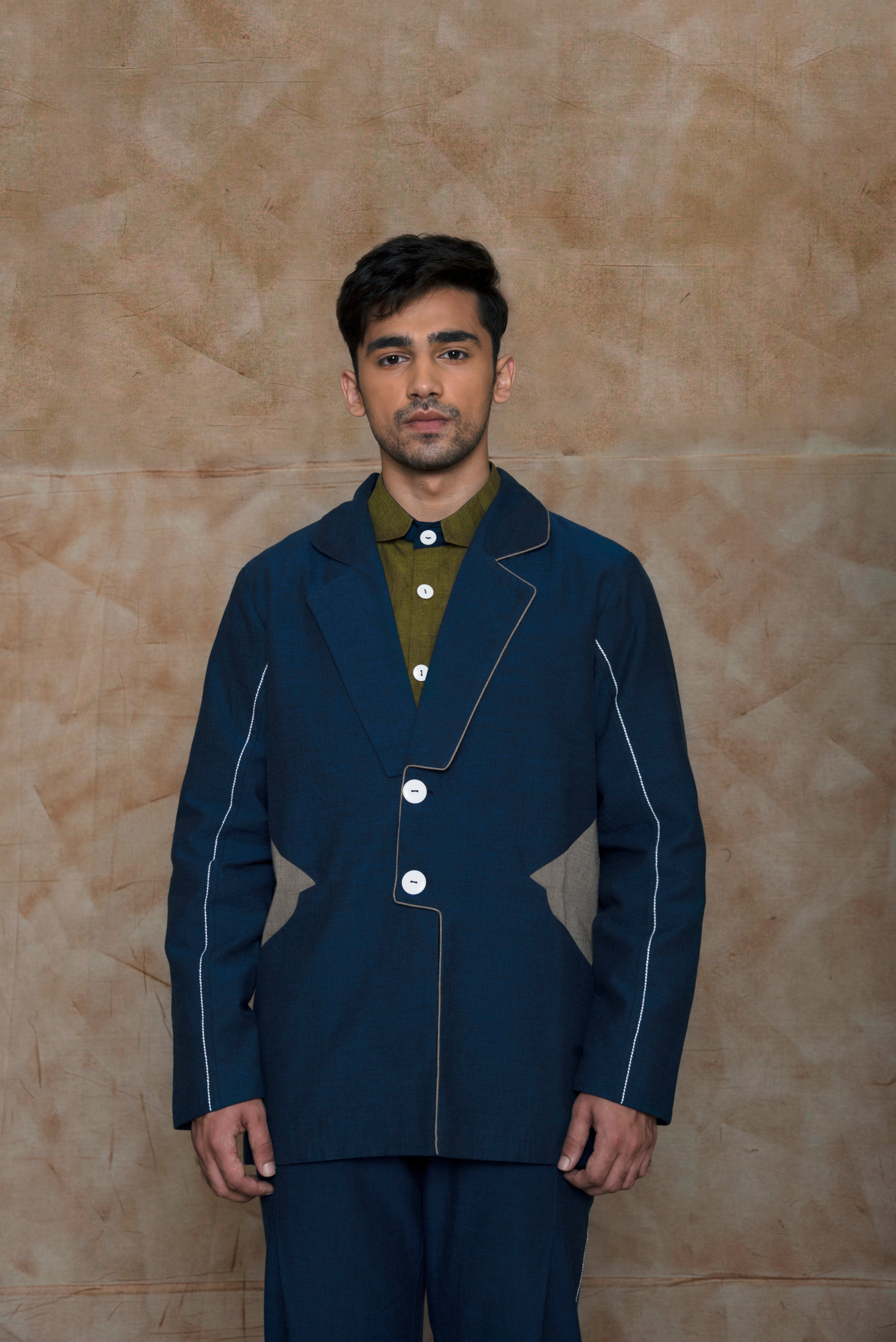 Anushe Pirani Mens Jacket With Color Block Pockets