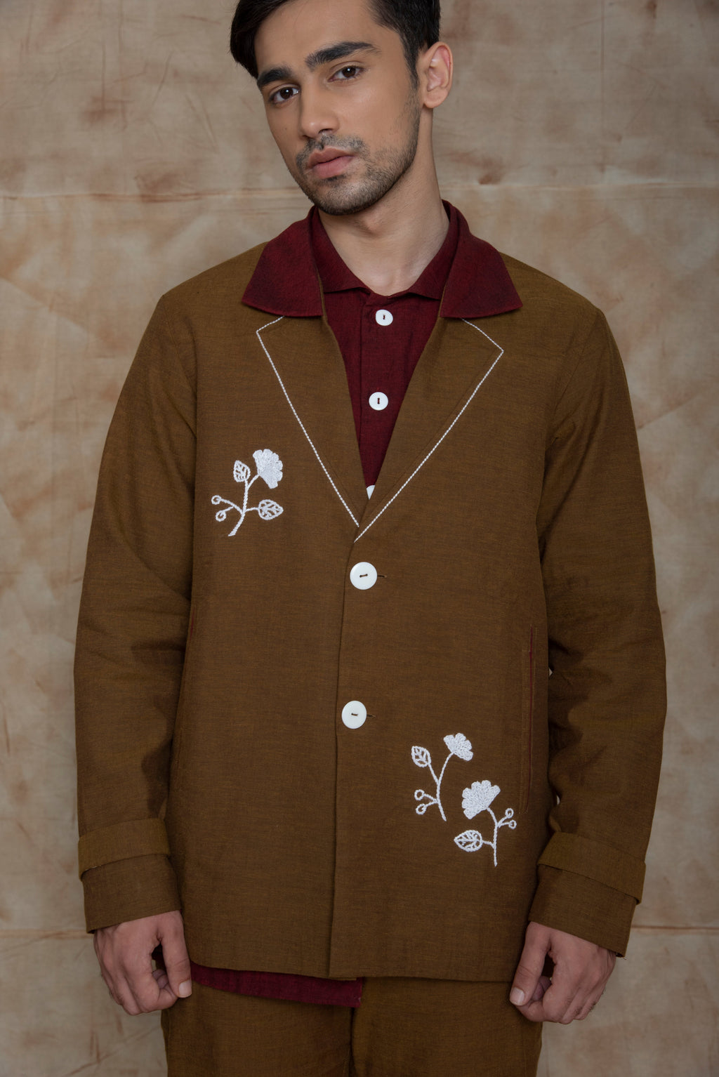 Anushe Pirani Mens Jacket With Asymmetric Welt Pockets