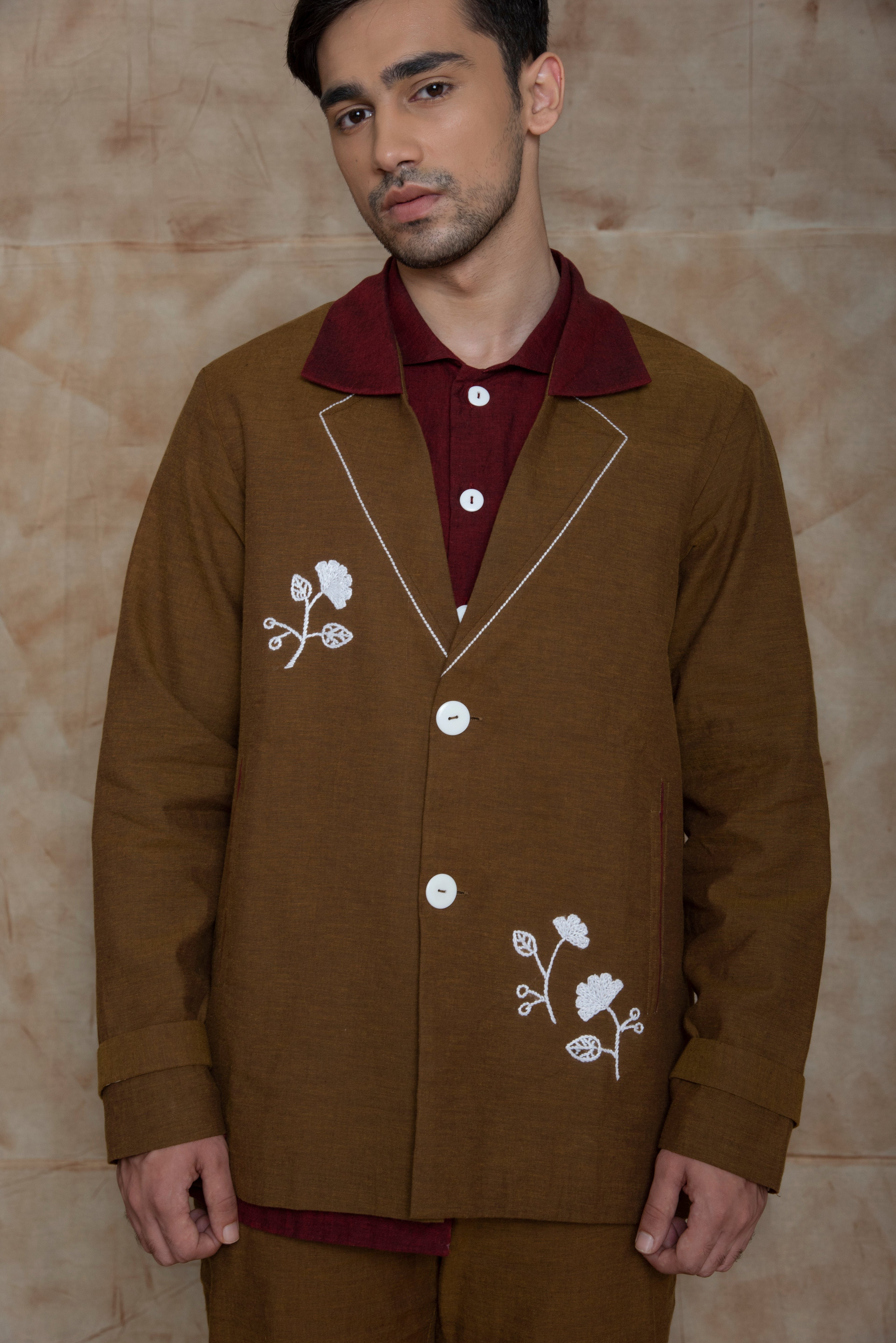 Anushe Pirani Mens Jacket With Asymmetric Welt Pockets