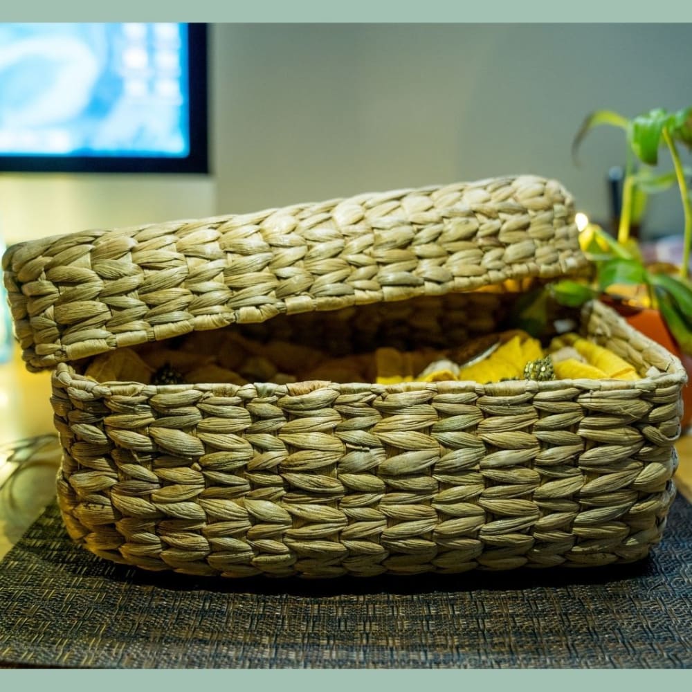 ONEarth Basket With Lid - Water Reed (Kauna Grass)