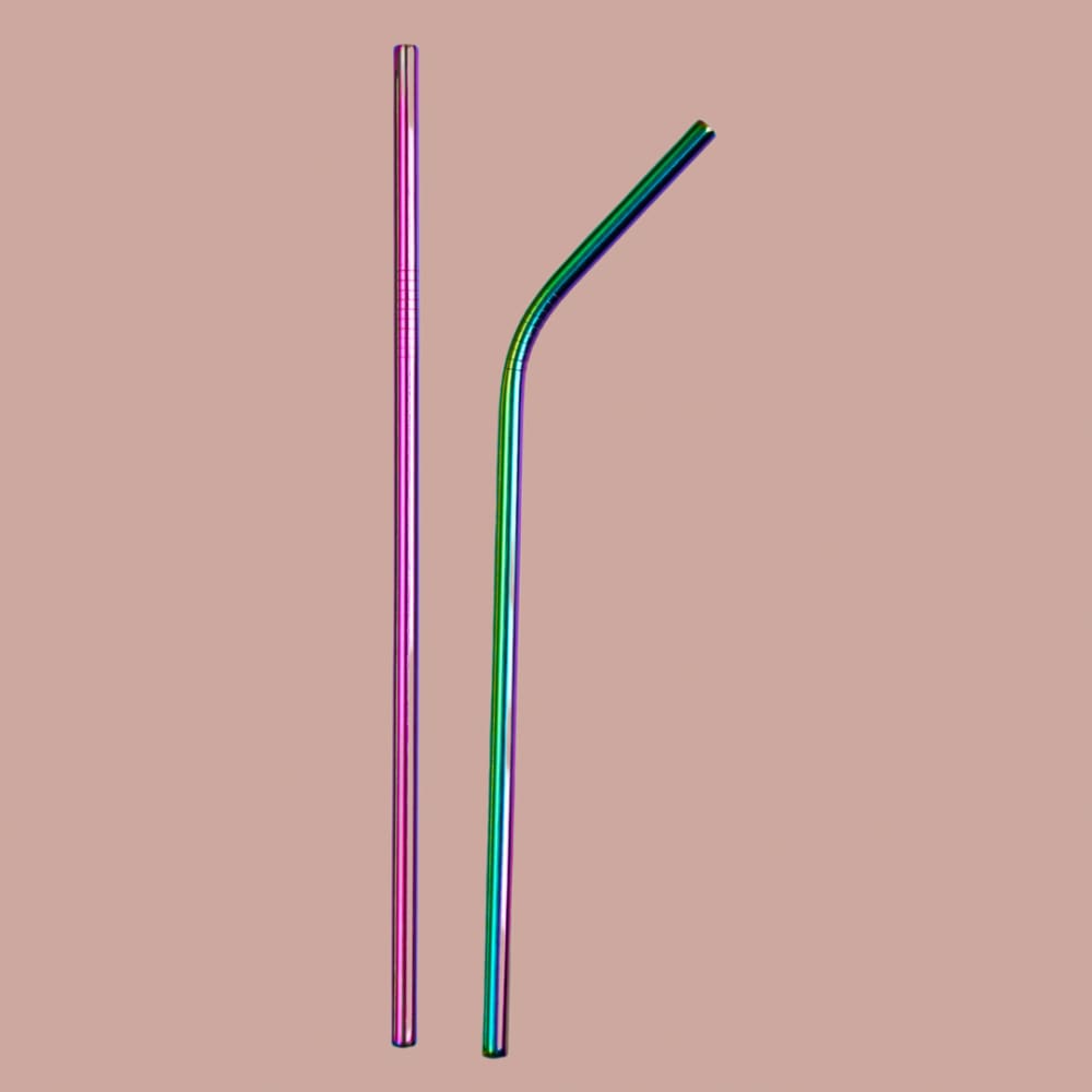 ONEarth Stainless Steel Straws With Cleaner - Rainbow (1 ST+1 Bend)