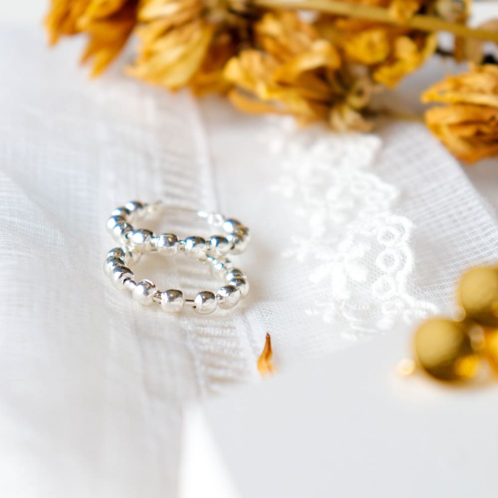 ONEarth Dots- Silver Plated Brass Metal Earrings