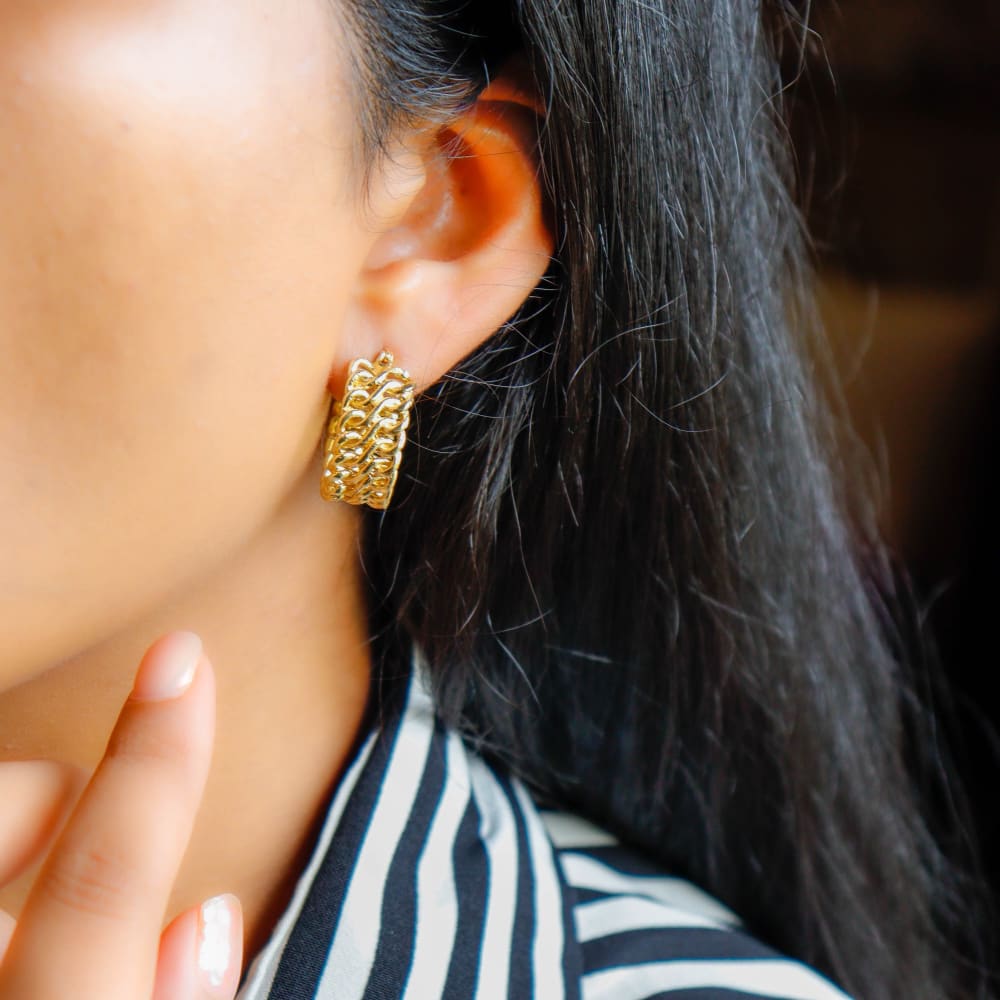 ONEarth Hoops - Gold Plated Brass Metal Earrings