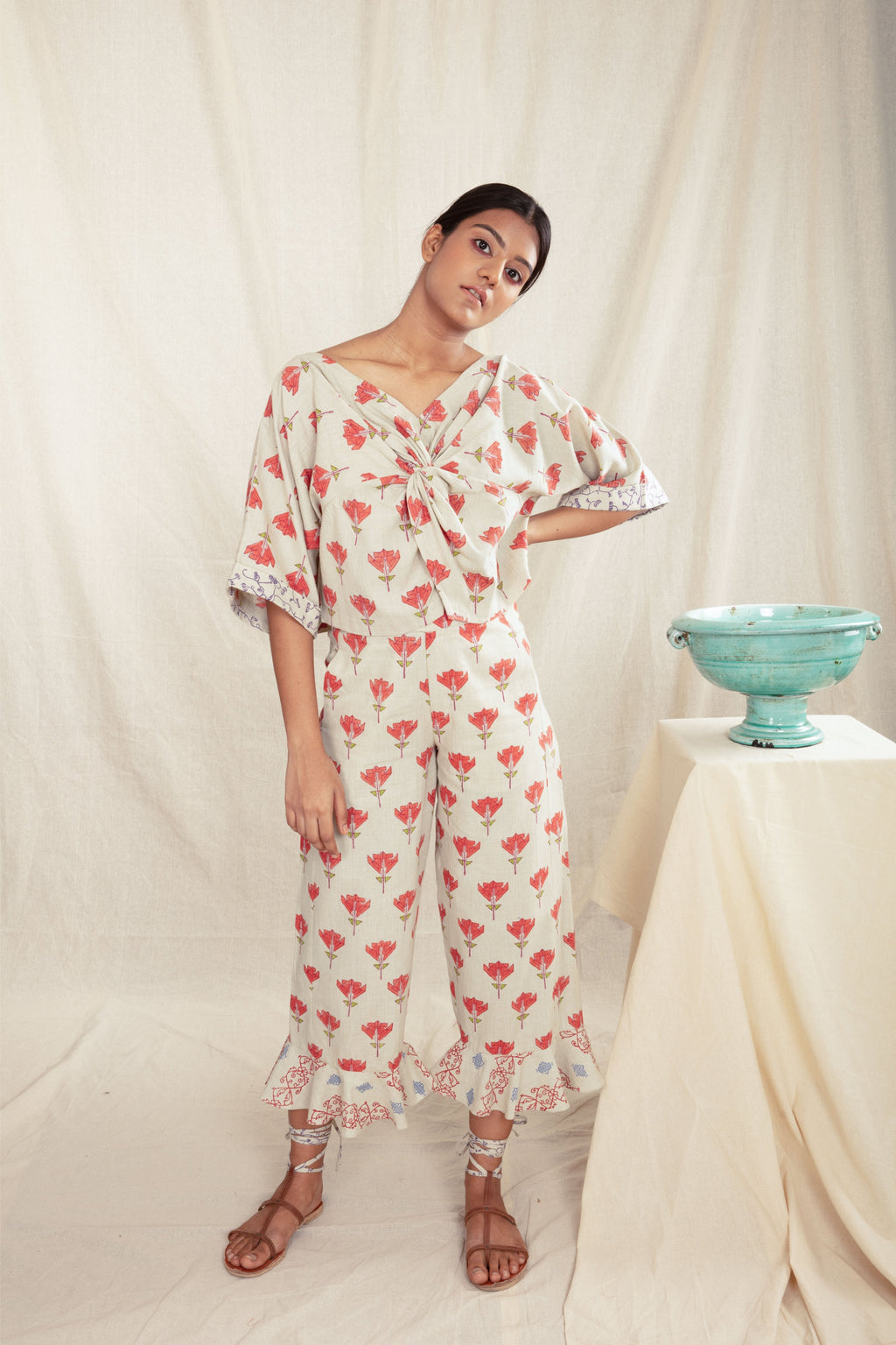 Anushe Pirani Womens Rose Knot Top