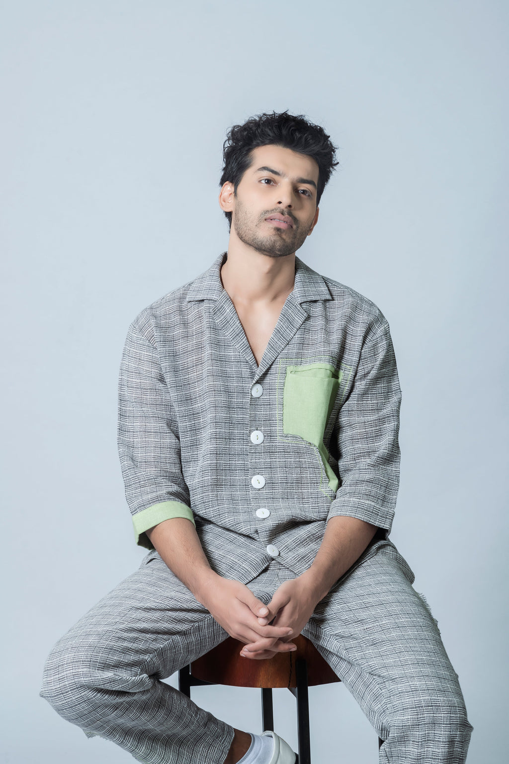 Anushe Pirani Men's Cuban Collar Shacket