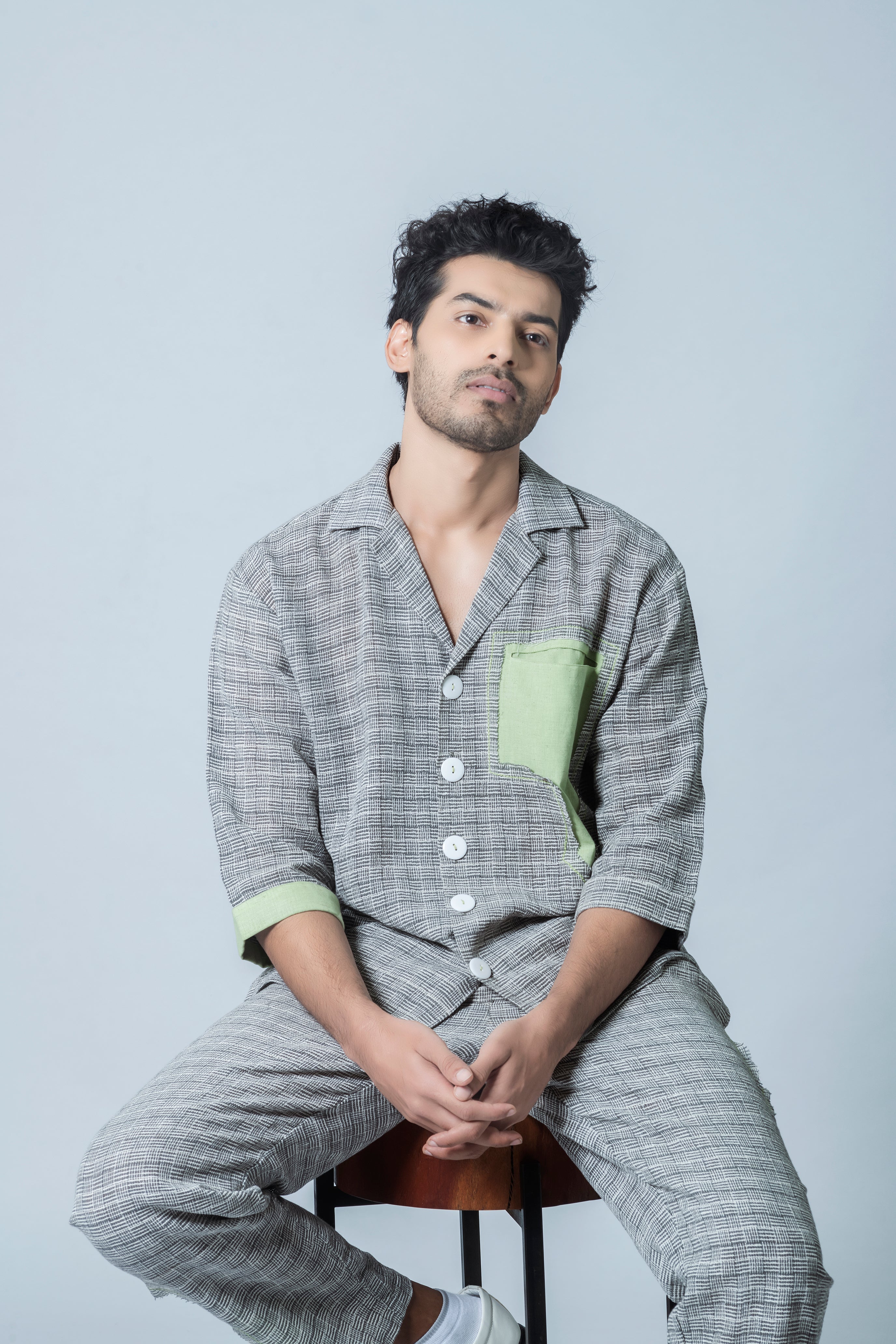 Anushe Pirani Men's Cuban Collar Shacket