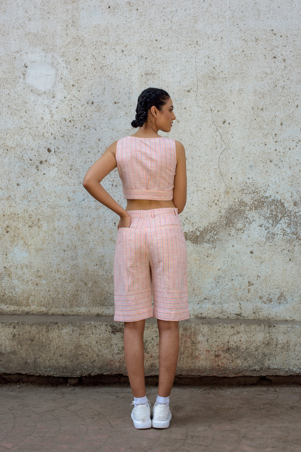 Anushe Pirani Womens Tie-Up Crop Top